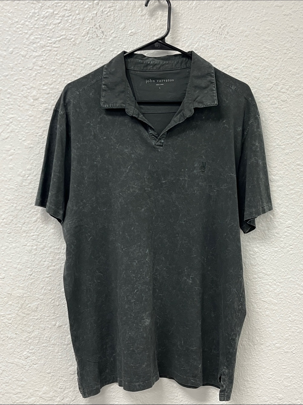 John Varvatos Washed Black Short-Sleeve Polo